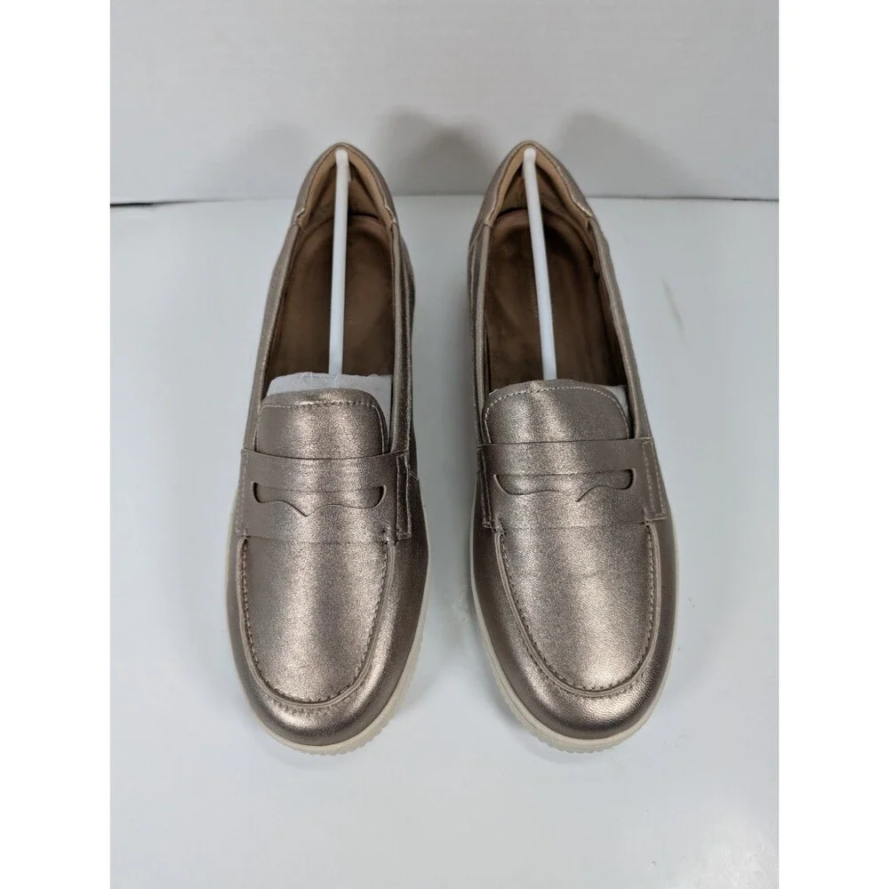 Easy Spirit Womens Size 11W Karin eFlex Slip On Loafers Bronze Leather NIB